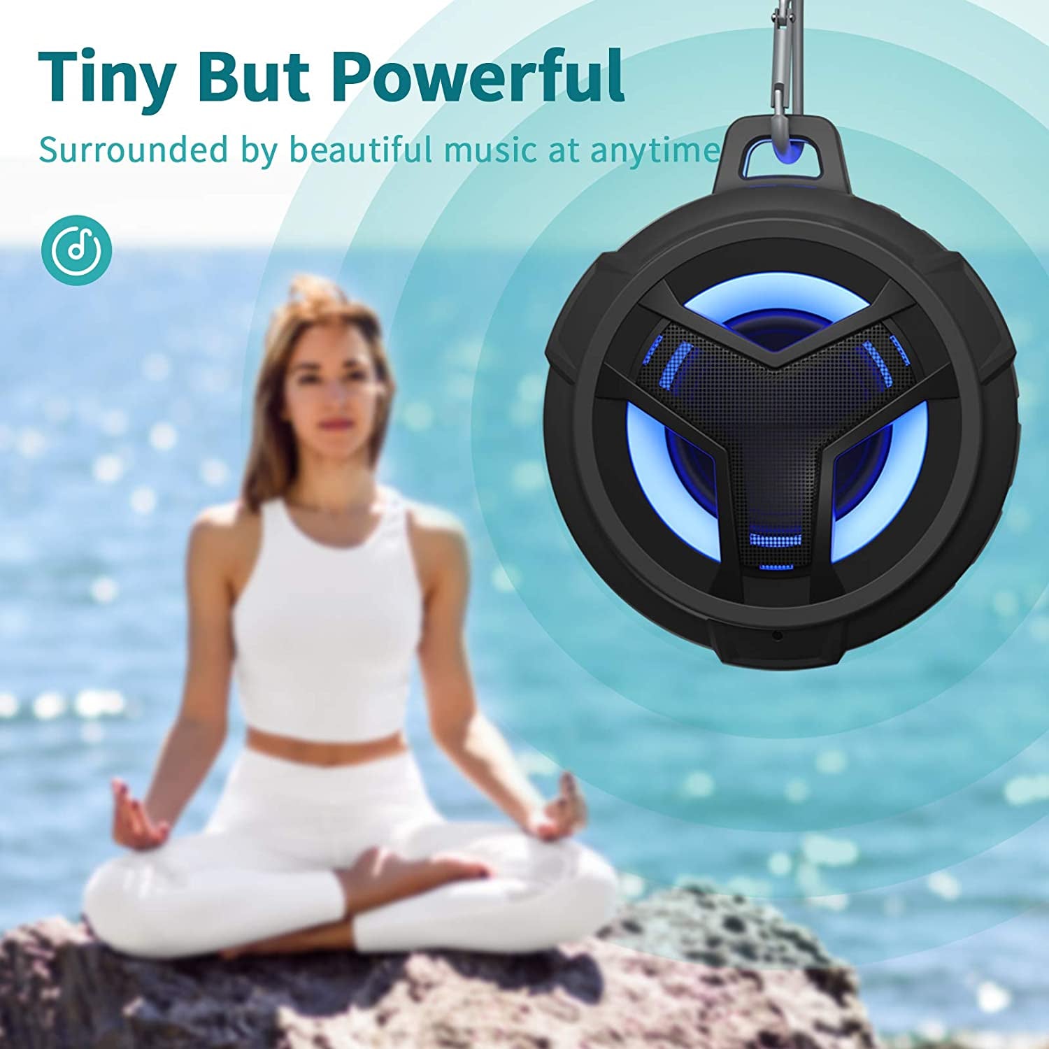 Premium IP67 Waterproof Bluetooth Shower Speaker with LED Light – Rugged, Portable, and Crisp Sound for Adventures and Relaxation