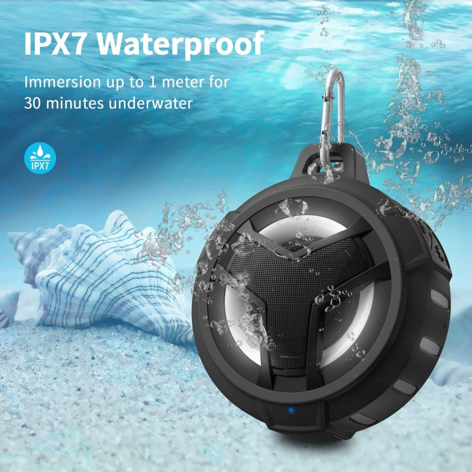 Premium IP67 Waterproof Bluetooth Shower Speaker with LED Light – Rugged, Portable, and Crisp Sound for Adventures and Relaxation