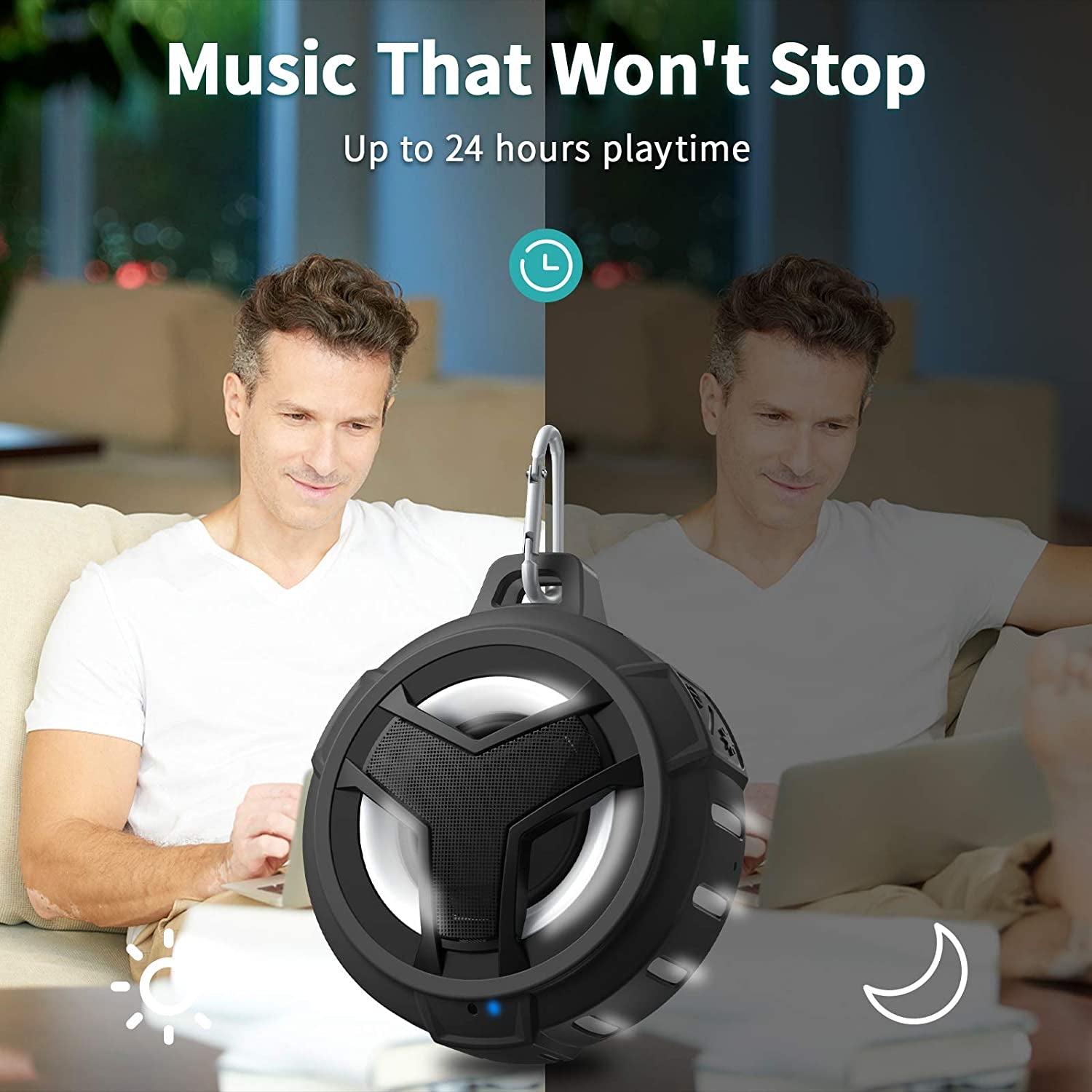 Premium IP67 Waterproof Bluetooth Shower Speaker with LED Light – Rugged, Portable, and Crisp Sound for Adventures and Relaxation